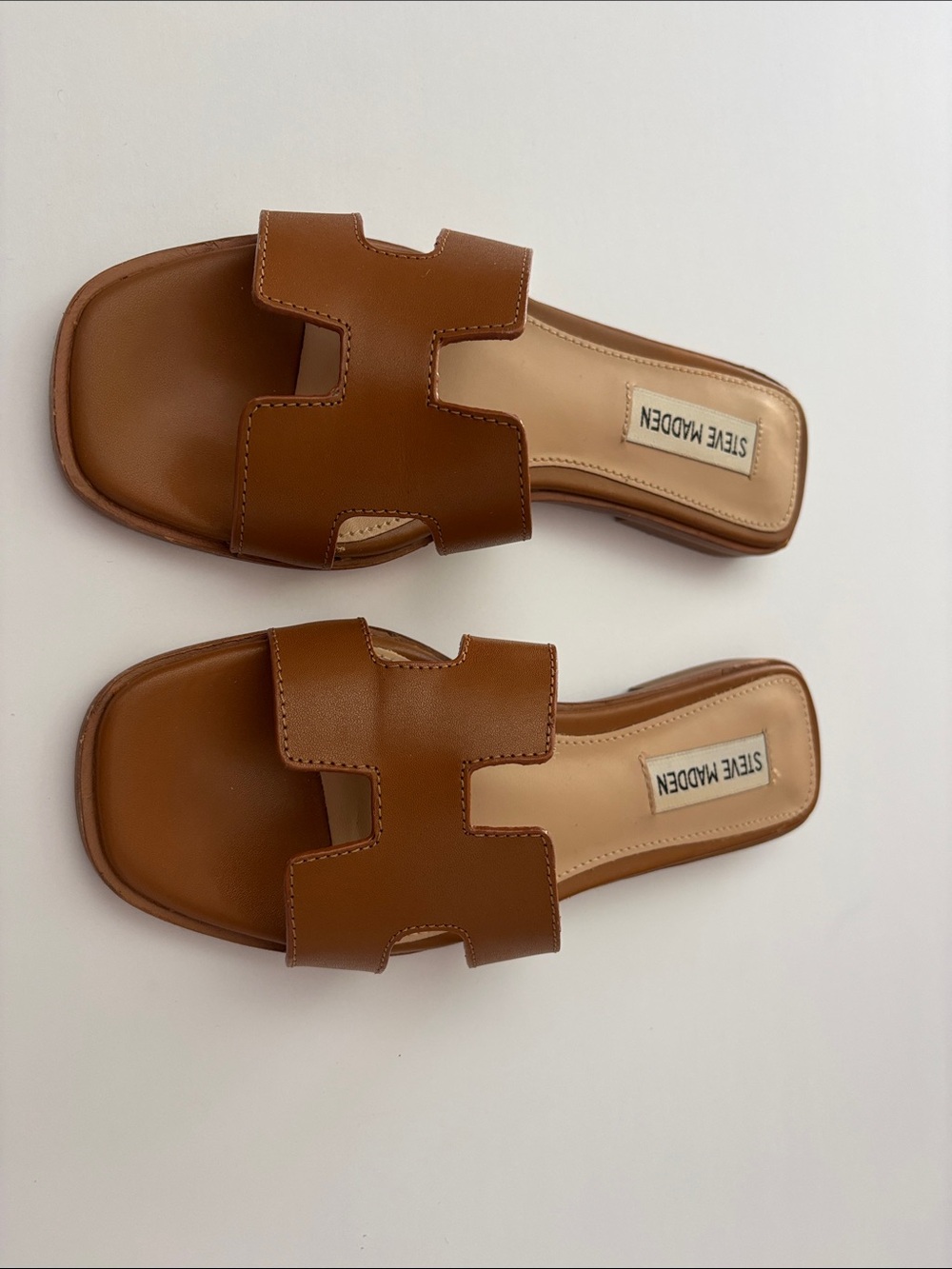 Steve Madden Hayden Women’s Brown Leather Slide Sandals - Picture 6 of 6